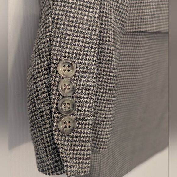 Oscar De La Renta Blazer Jacket Men's 40L houndstooth Wool 3 Button Sport Coat - Picture 3 of 10